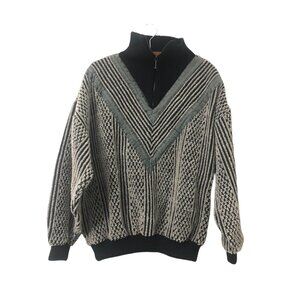 Vintage Mens White Oak Textured Quarter Zip Pullover Sweater Size Large